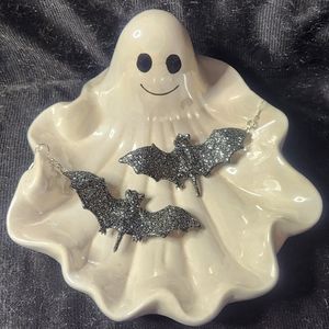 NEW handmade plastic sparkle bat earrings